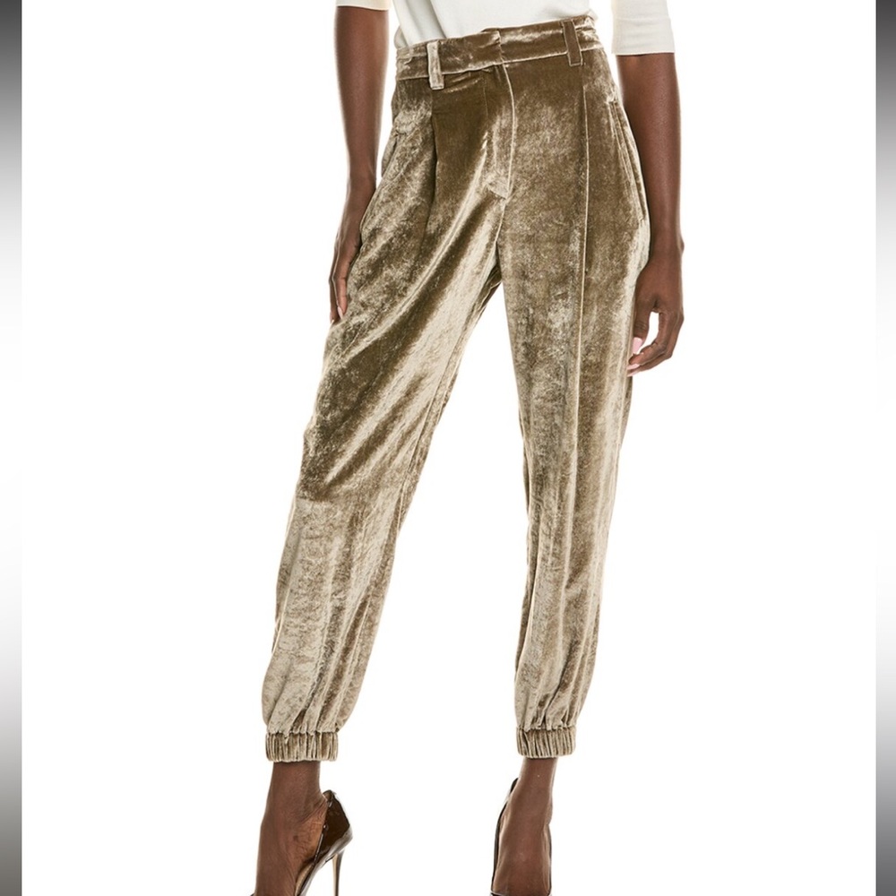 Brunello Cucinelli Silk-Blend Pants in Green Olive - MSRP $2499 Size 40